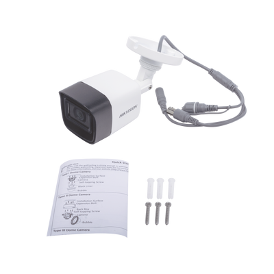 Camara Hikvision DS-2CE16D0T-ITFS, bala TurboHD 2 Megapixel / Gran Angular 106° / Lente 2.8 mm / Audio por coaxitron / 30 mts IR EXIR / Exterior IP67 / 4 Tecnologías / dWDR.