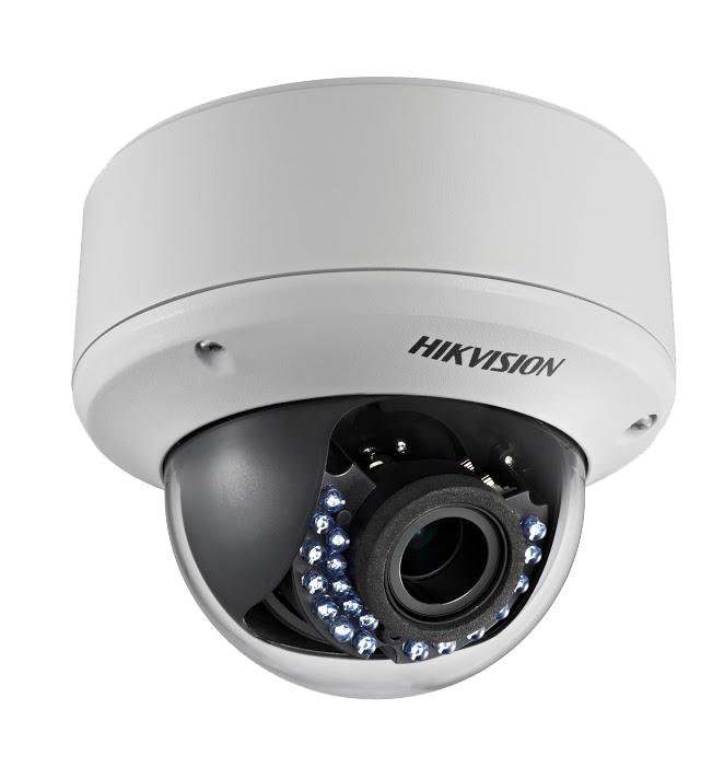 Cámara domo Hikvision DS2CE56D5TAVPIR3 TurboHD 1080p anti-vandalismo con lente 2.8 - 12mm WDR real (120dB) e IR intelingente para 40m