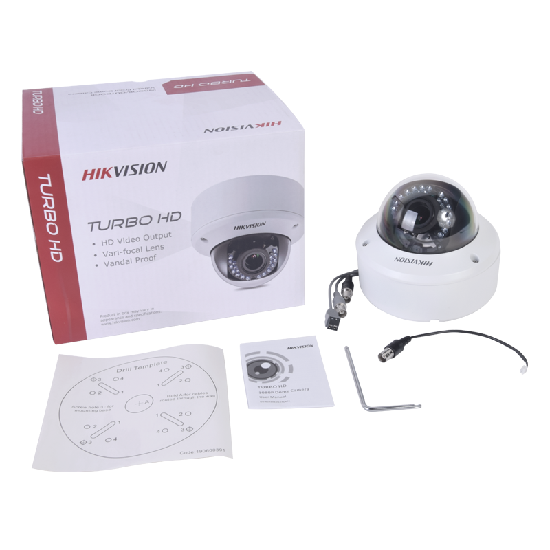 Cámara domo TurboHD 1080p anti-vandalismo con lente 2.8 - 12mm WDR real (120dB) e IR intelingente para 40m DS2CE56D5TAVPIR3