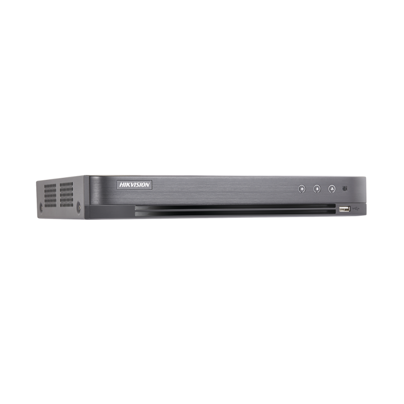 DVR 4 Megapixel / 16 Canales TURBOHD + 8 Canales IP / 1 Bahías de Disco Duro / 16 Canal de Audio / Audio por coaxitron / Salida de Vídeo en 4K DS-7216HQHI-K1(S)/A