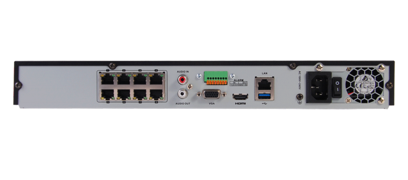 Tecnología 4K, NVR de 8 canales con compresión de video H.265 y switch PoE interconstruido de 8 puertos XR28