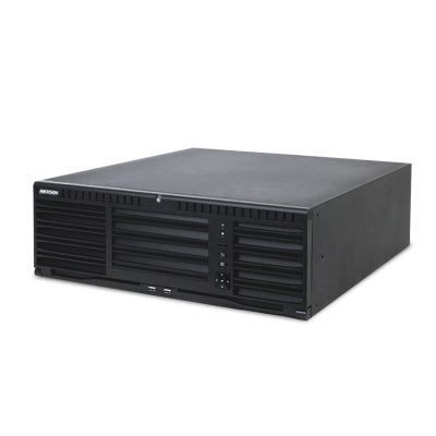 Sistema NVR Hikvision DS96128NIF16, alto desempeño, 128 canales para cámaras IP, 16 bahías para disco duro con sistema DAS