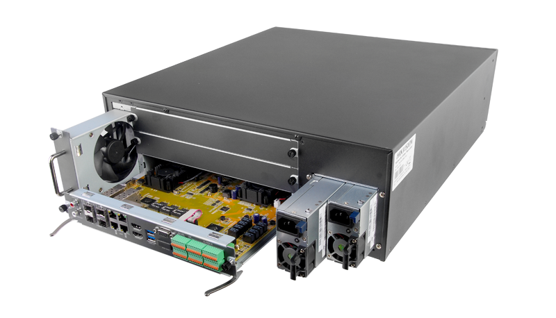 Sistema NVR de alto desempeño de 128 canales para cámaras IP, 16 bahías para disco duro con sistema DAS DS96128NIF16