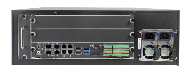 Sistema NVR de Alto Desempeño de 256 Canales para cámaras IP, 16 bahías para disco duro con sistema DAS, H.264 + DS-96256NI-F16