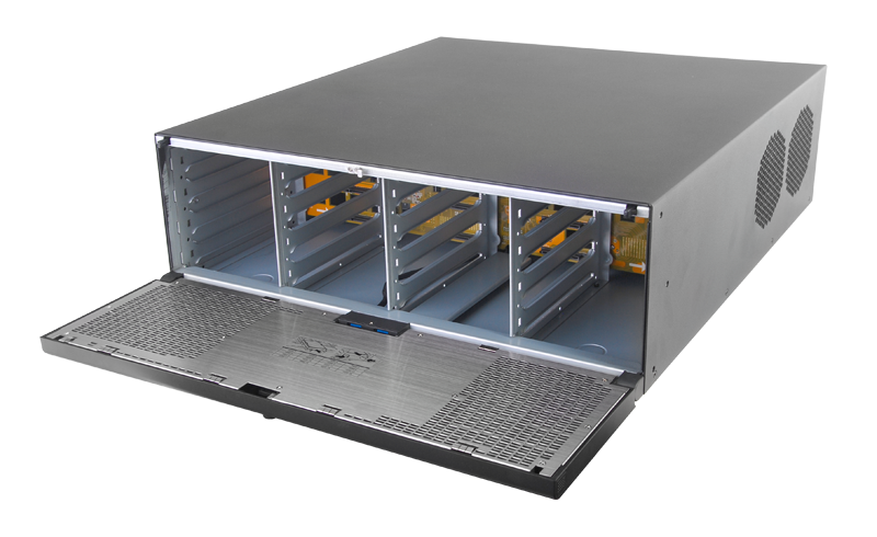 NVR 8 Megapixel (4K) 128 canales / 16 HDD / Arreglo RAID  / 4 Puertos Fibra / H.264+ / Alto Desempeño / ONVIF DS-96128NI-F16