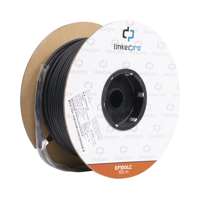 Carrete de Fibra Óptica Monomodo con conectores LC-LC Duplex, Reforzada con Kevlar, de 100 metros EF-100-LC