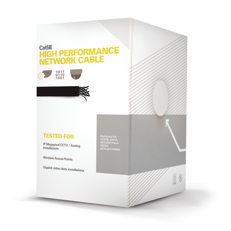 Bobina de cable UTP Cat5e Linkedpro EP-CAT-5E-V2B, de 305 m (1000 ft), Aleación de Cobre y Aluminio (CCA), color Negro, Uso Interior