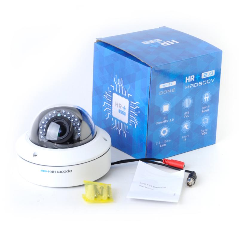 Domo Interior y Exterior Varifocal Antivandálico 800TVL UltraHR+ 2.0 IR Inteligente de 20M, Día y Noche Real, dWDR. 