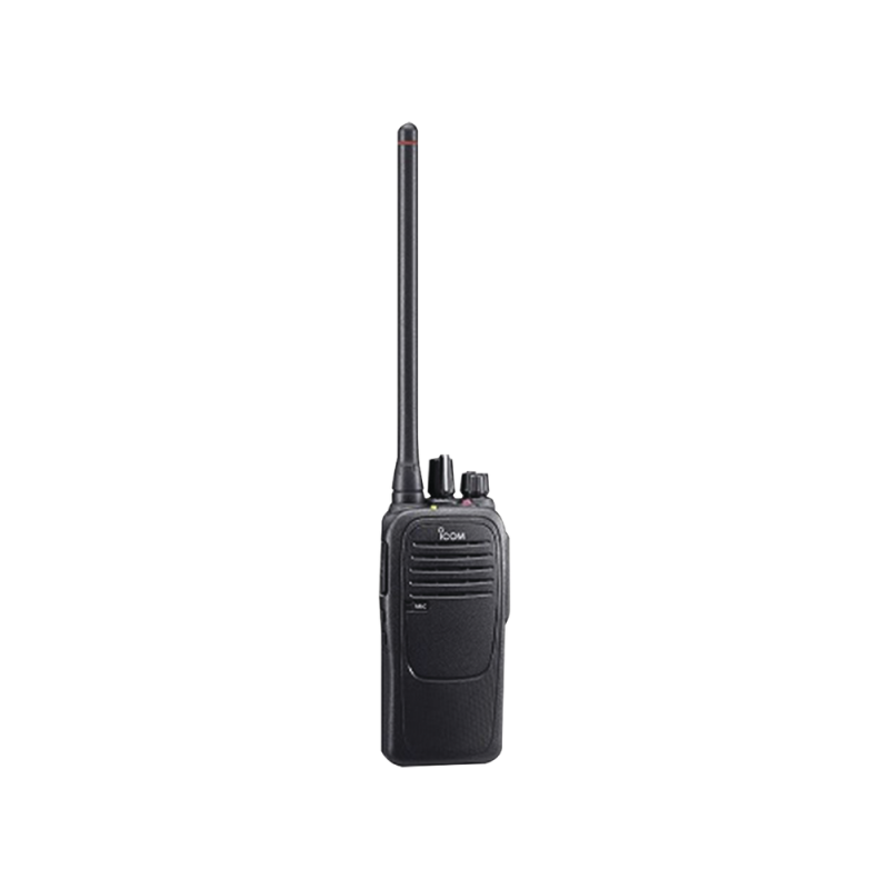 Radio portátil analógico iCOM ICF1000/89, frecs 136-174 MHz, 5 W de potencia de RF, 16 canales inc. antena, batería, cargador y clip 