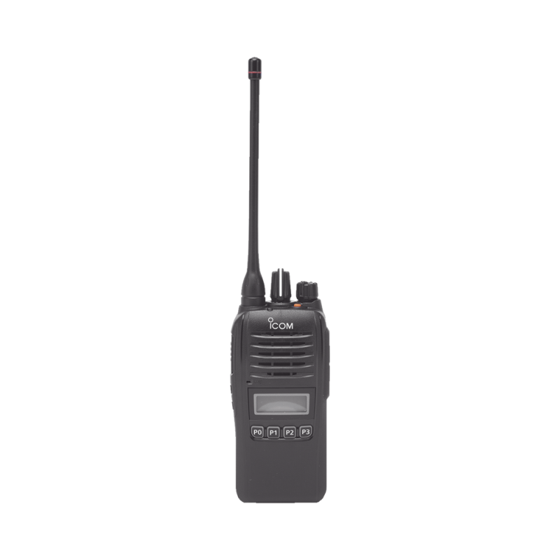 Radio digital NXDN en la banda de UHF, rango de frecuencia 400-470MHz, sumergible IP67, analógico y digital, opera en sistemas trunking y convencional, 4W de potencia. IC-F2100DSE