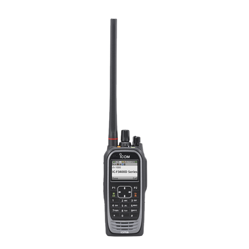 Radio digital iCOM IC-F3400DT/01S, NXDN con pantalla a color, VHF,136-174MHz, 1024 canales, DTMF, sumergible IP67, GPS, bluetooth, no incluye cargador ni antena