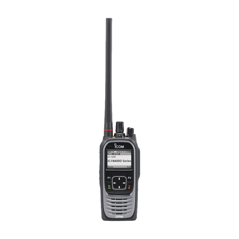 Radio digital NXDN Icom IC-F4400DS/11S, sumergible IP67, UHF, 380-470MHz, de 1024 canales, encriptación DES, GPS, bluethooth, Pantalla a color