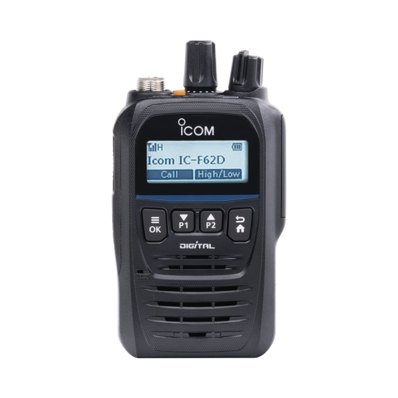 Radio ICOM ICF62DUL/11 Digital Intrínsecamente Seguro con pantalla, UHF, 400-470MHz, 512 canales, sumergible IP67, bluethooth, grabador de voz. Batería, cargador, antena y clip incluidos