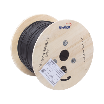 Cable de Fibra Óptica Aérea G.657A2 tipo Drop (Mini Figura 8), Monomodo de 1 Hilo, Color Negro, 1 Kilómetro IC-FIG8A2-1C