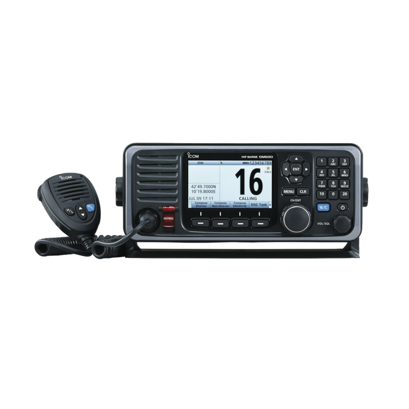 Radio móvil marino iCOM ICGM600, Banda VHF, cumple con GMDSS, pantalla de 4.3'', incluye micrófono y kit de montaje