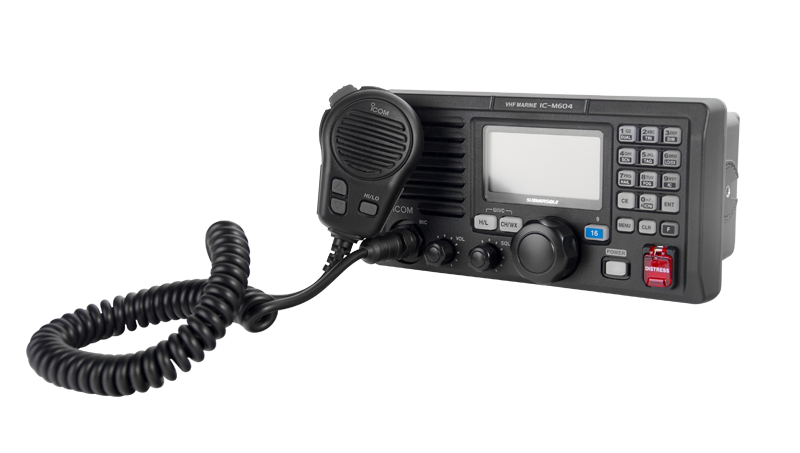 Radio Móvil Marino, Mod. IC-M604A/41, 25W, Tx:156.025-157.425MHz, Rx:156.050-163.275MHz, compatible con encriptor de voz UT112, compatible con GPS, capacidad de llamada selectiva DSC, canales CAN, USA, INT incluye incluye micrófono y bracket de montaje. 