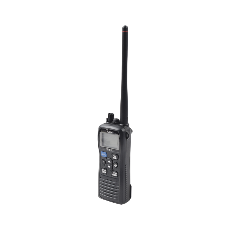 Radio Icom IC-M73/2 portátil marino, 6W, rango de frecuencia Tx:156.025-157.425MHz, Rx:156.050-163.275MHz, sumergible IPX8, 700mW de potencia de audio