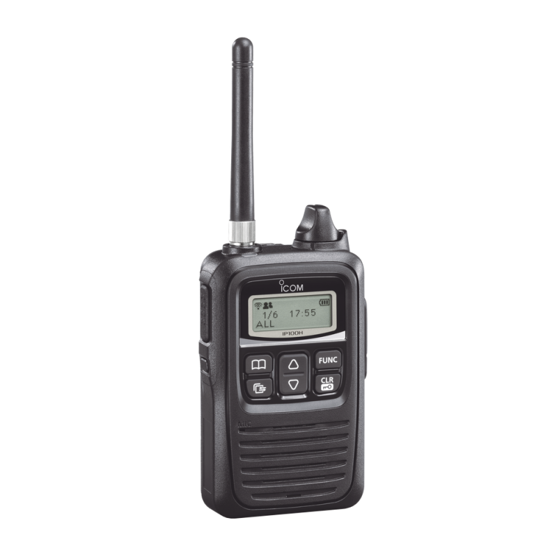 Radio de comunicación en banda libre ICOM IP-100HS en 2.4GHz y 5GHz (Wi-Fi), Sumergible IP67, Encriptación de alto nivel WPA-PSK, WPA2-PSK (No inlcuye cargador) IP-100HS