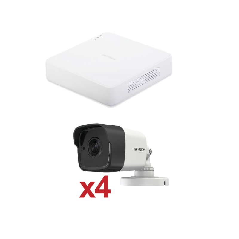 Kit IP 4 Canales 720P / 4 Camaras 1MP / 1 NVR 4 Cánales + 4 Puertos PoE / Hik-Connect P2P / Solo falta agregar cable UTP y HDD IPK4C/ND