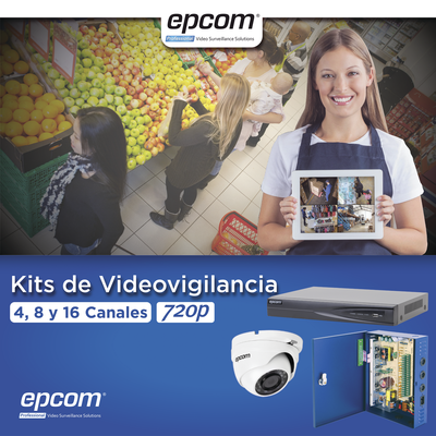 Sistema TURBOHD Epcom KEVTX8T8EW, 1080p / DVR 8 Canales / 8 Cámaras Eyeball (exterior 2.8 mm) / Transceptores / Conectores / Fuente de Poder Profesional hasta 15 Vcd para Larga Distancia.