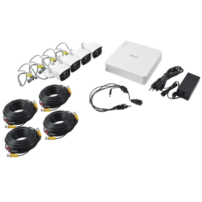 Kit TurboHD Hilook by hikvision KIT7208BM, 720p / DVR 8 canales / 4 Cámaras Bala / 4 Cables 18 Mts / 1 Fuente de Poder Profesional.