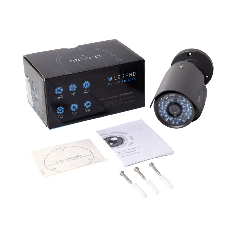 Cámara Bala Interior/Exterior 1200TVL LEGEND con IR inteligente, dWDR, 3D-DNR. Color Gris Oscuro