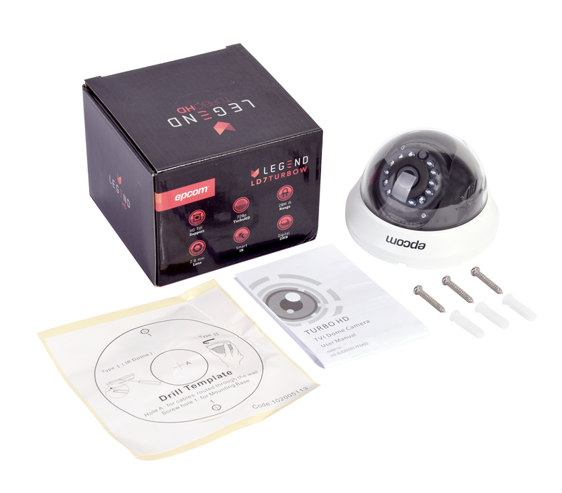 Cámara de Domo Epcom para Interior Legend Híbrida TurboHD 720p Analógico 1200TVL Gran Angular 2.8mm IR inteligente para 20m