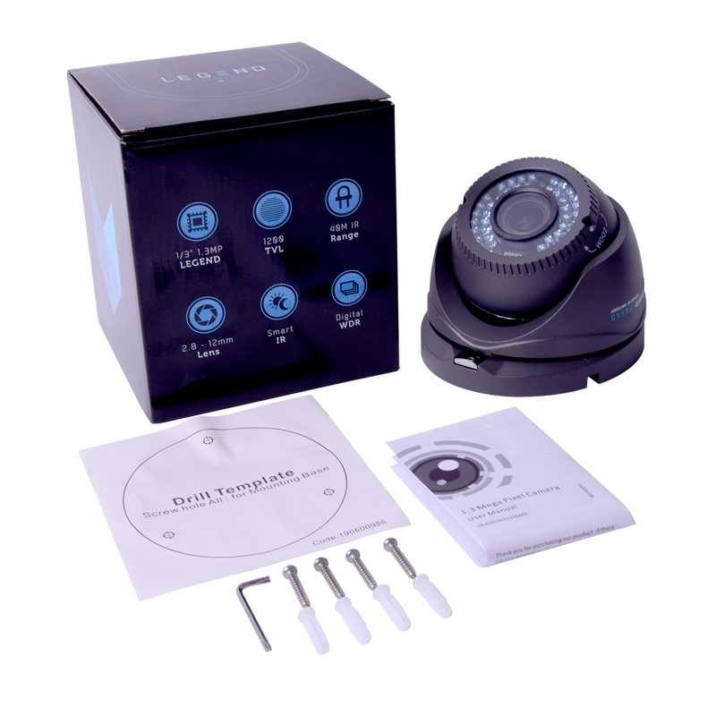 Domo Eyeball Interior y Exterior Antivandálico Varifocal 1200TVL LEGEND, IR Inteligente de 40M, dWDR, 3D-DNR, Color Gris Oscuro