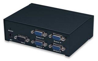 207348 Video Splitter Manhattan VGA 4 puertos Professional con adaptador de corriente