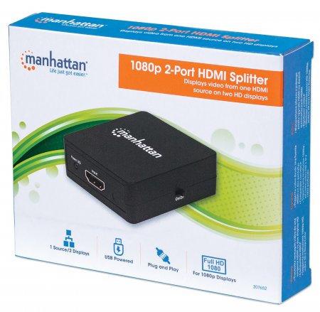 207652 Video Splitter Manhattan HDMI 2 puertos 1080P Negro