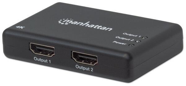 207669 Video Splitter Manhattan HDMI 2 puertos UHDTV 4K 30Hz con adaptador de corriente