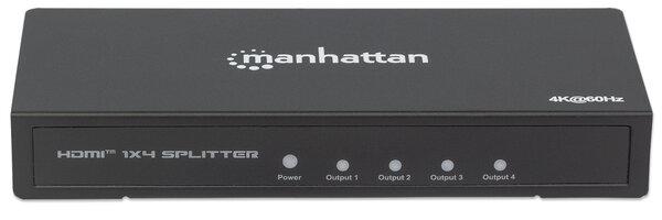 207805 Video Splitter Manhattan HDMI 4 puertos 4K 60Hz con adaptador de corriente