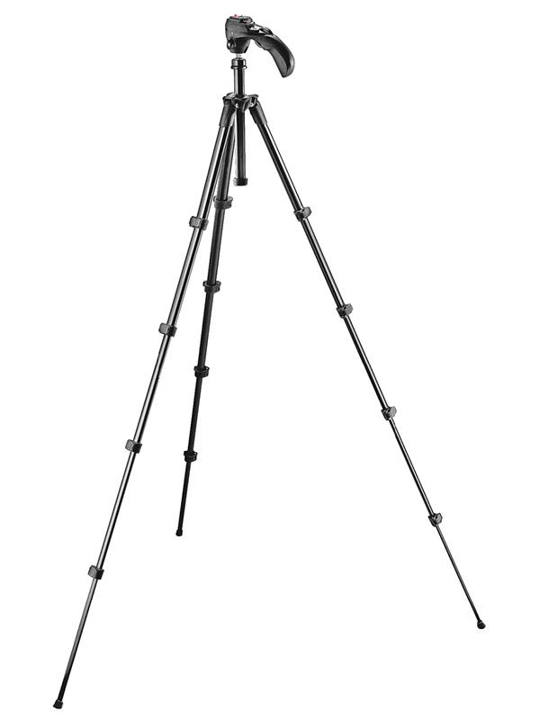 Tripie Manfrotto MKC3-H01 con cabeza para foto o video, 1.5kg, 154 cm, rotación panoramica de 360°