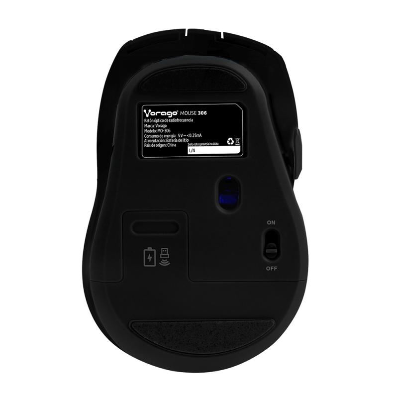 Mouse Inalámbrico Iluminado VORAGO MO-306 - Negro, 2400 DPI, Recargable