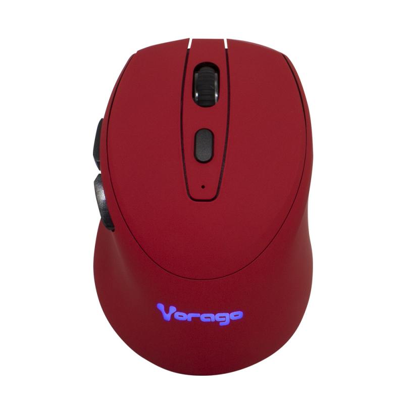 Mouse Inalámbrico VORAGO MO-306, Recargable, Rojo, iluminado, 2400 DPI, MO-306RD