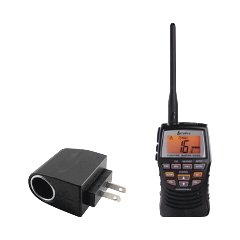 Kit de Radio portátil marino ICOM MRHH150/KIT flotante y sumergible. Incluye adaptador de corriente con entrada tipo encendedor. MRHH150/KIT