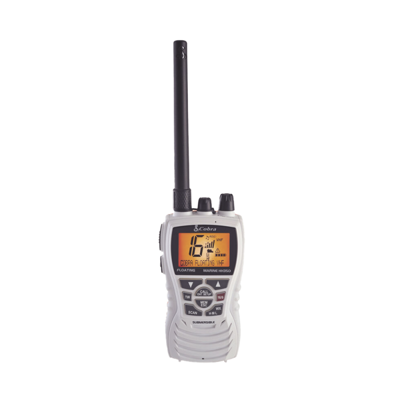 Radio portátil marino ICOM MRHH350WFLT, flotante y sumergible con función de eliminación de agua de la bocina mediante vibración,  potencia de RF de 6 Watts. MRHH350WFLT