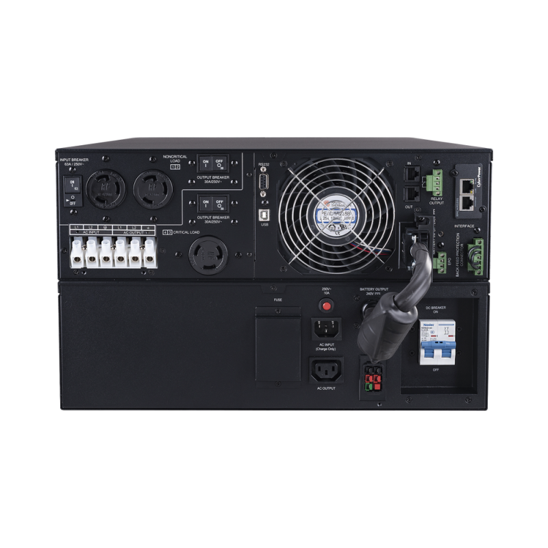 UPS de 10000 VA/10000 W, Online Doble Conversión, 200 - 240 Vac de Entrada, 200 - 240 Vac de Salida, Terminal Hardwired, Onda Senoidal Pura, Torre o Rack de 6 UR, Con 3 Tomas NEMA L6-30R OL10KRT
