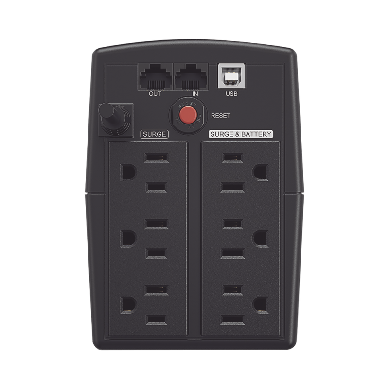 UPS de 750 VA/420 W, Topología Línea Interactiva, Entrada 120 Vca NEMA 5-15P, y 6 Salidas NEMA 5-15R, Con Regulador de Voltaje (AVR) OM750ATLCD