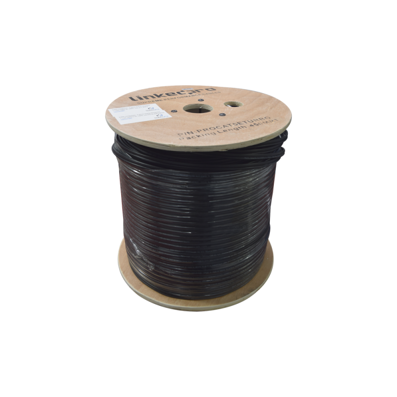 Bobina de cable Linkedpro LDPE PRO-CAT-5E-TURBO, compuesto por 2 pares de cable UTP 5e , blindado + 1 par calibre 16, de 450 m (1,476 ft)