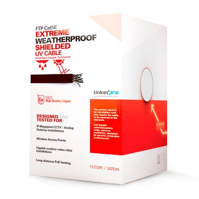 Bobina de cable de 305 metros, tipo FTP Cat5e para ambientes extremos, UL,  blindado,  (100% cobre) 
