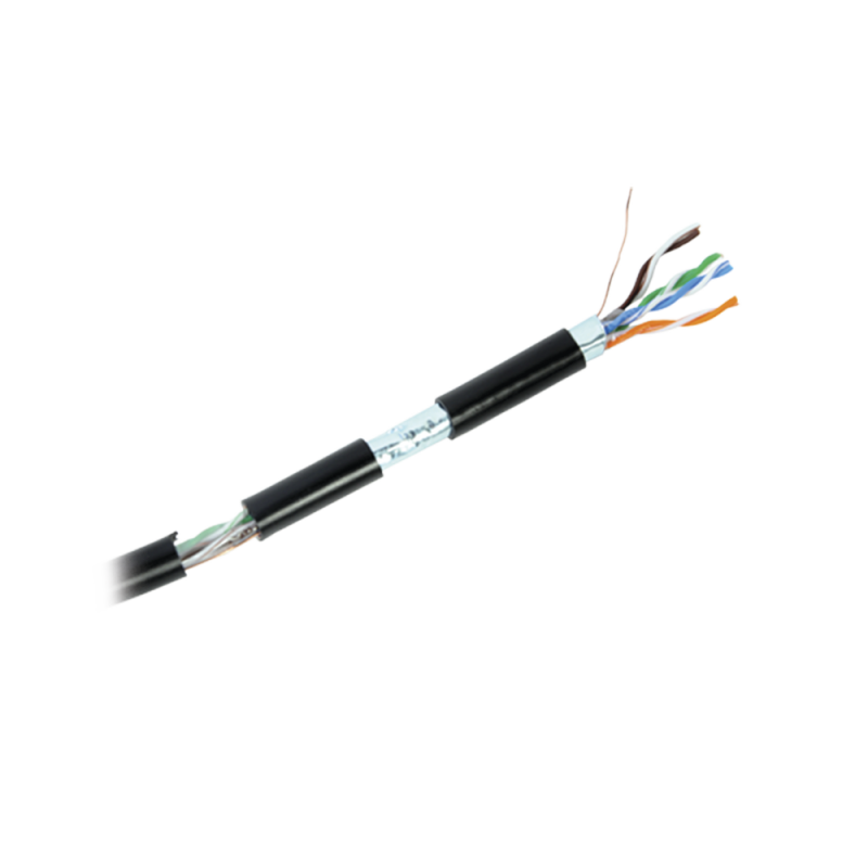 Bobina de cable FTP Cat5e, blindado, para intemperie, Linkedpro PRO-CAT-5-EXT/500 de 152 m, color negro, UL, para Datos y CCTV