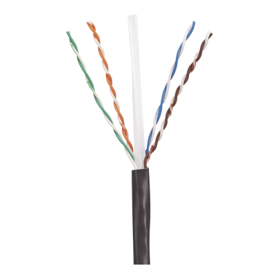 Bobina de Cable UTP de 4 Pares, Para Exterior con Gel, Cat6 (23 AWG), Industrial para Climas Extremos, Color Negro, 305 m PUO6C04BL-CEG