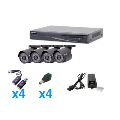 Kit Epcom TURBOBX4 1080P, 4 B8TURBOX(bullet exterior 2.8mm gran angular), transceptores, conectores y fuente de poder profesional