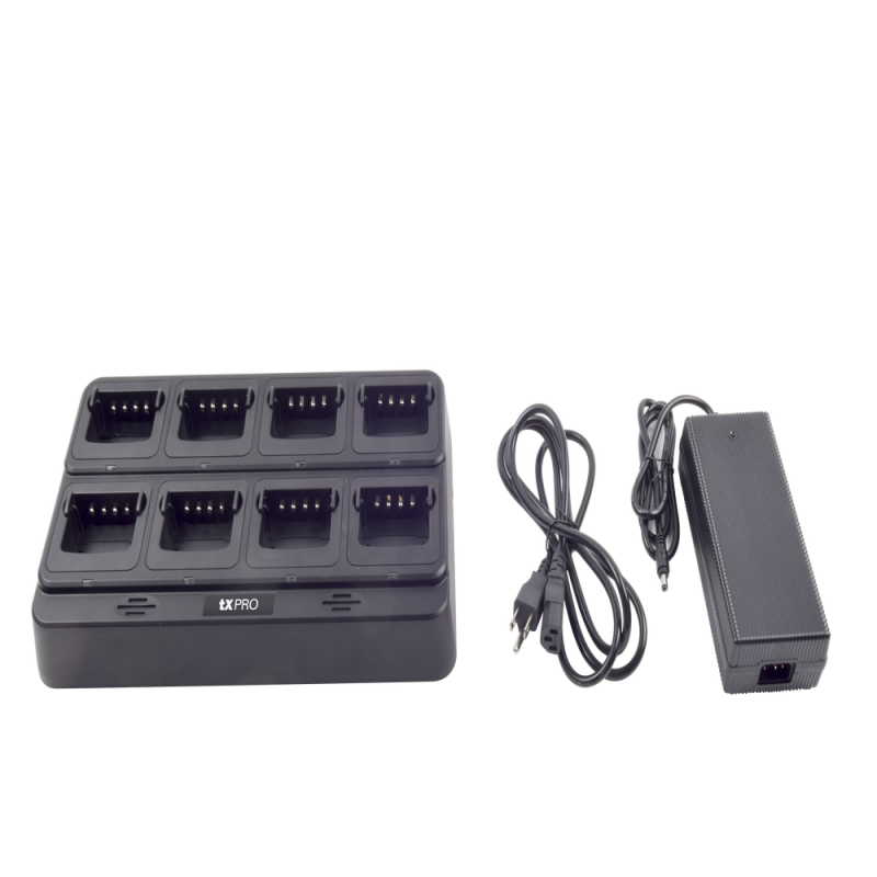 Cargador de escritorio rápido doble química de 8 cavidades para baterías KNB29N (Ni-MH), KNB65L (Li-Ion), KNB63L (Li-Ion) KNB45L (Li-Ion), Alternativa para los cargadores KSC-31, KSC35, KSC-43K. TX-8C-KSC43