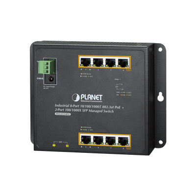Switch Industrial de Pared de 8 puertos Gigabit con 4 puertos PoE+ 802.3at y 2 SFP WGS-4215-8P2S