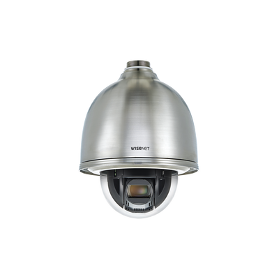 Cámara domo IP Hanwha Techwin XNP-6320HS, de Acero Inoxidable 2MP / Antivandálica para Exterior / Zoom óptico de 32X / H.265 & WiseStream II / WDR 150dB.
