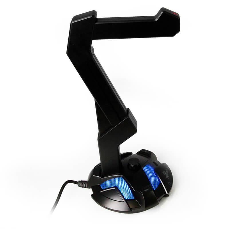 Base para Audifonos Yeyian YAO-29201N - Su indicador LED e iluminación RGB, Equaliza y controla el volumen de sonido para personalizar tu experiencia, 