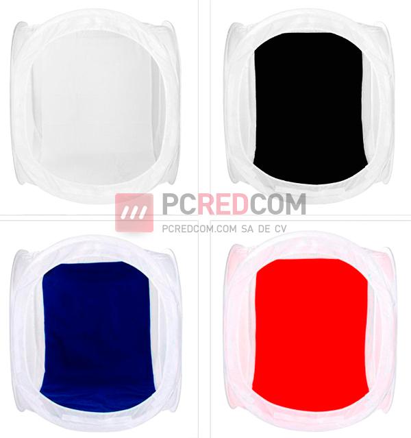 Caja de Luz para foto de Producto de 80x80 cm, Plegable, con 4 fondos, de velvet, incluye estuche