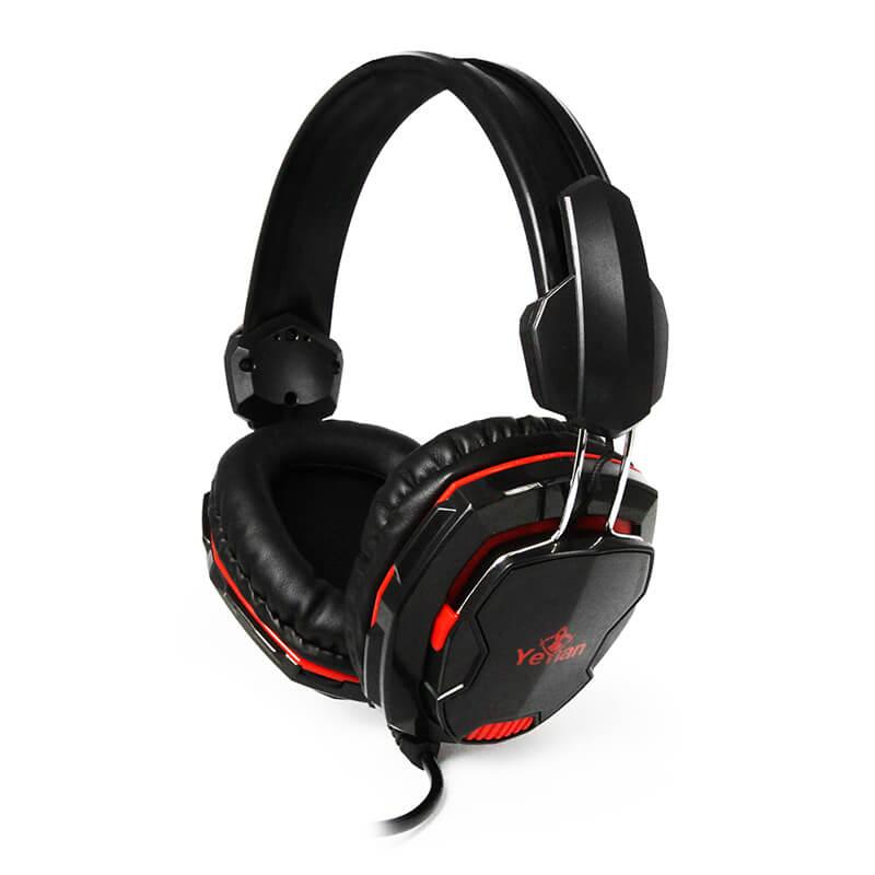 Diadema Yeyian Gaming YH2000, Sonido Stereo con Micrófono, conector 3.5mm, Negro-Rojo